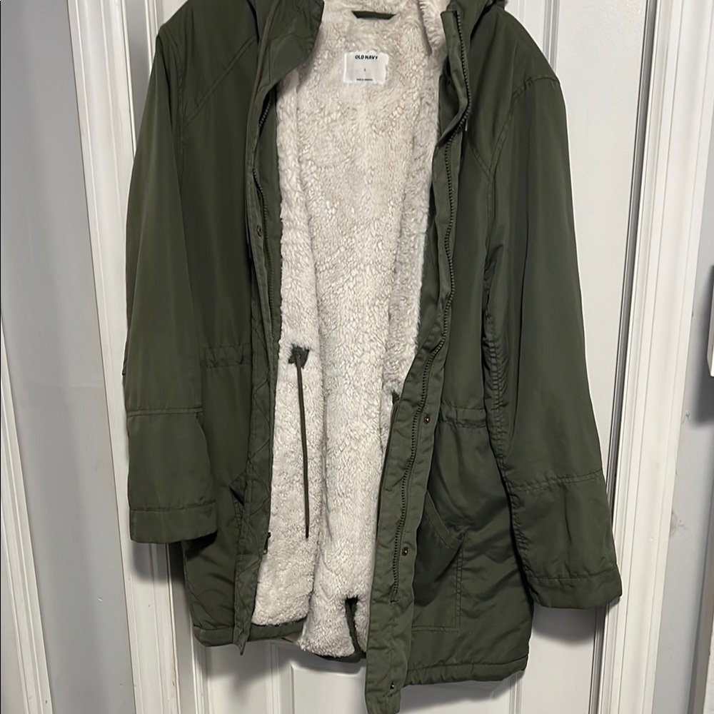 Old Navy Green Hooded Jacket with Faux Fur